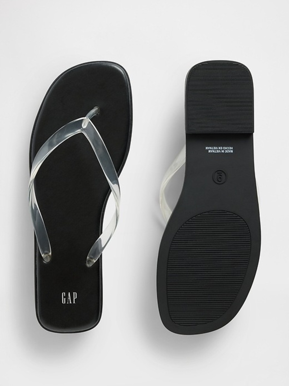 GAP Black Flip Flops with Clear Straps